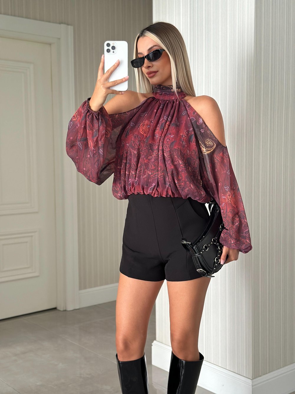 OMUZ DETAYLI RENKLİ ŞİFON