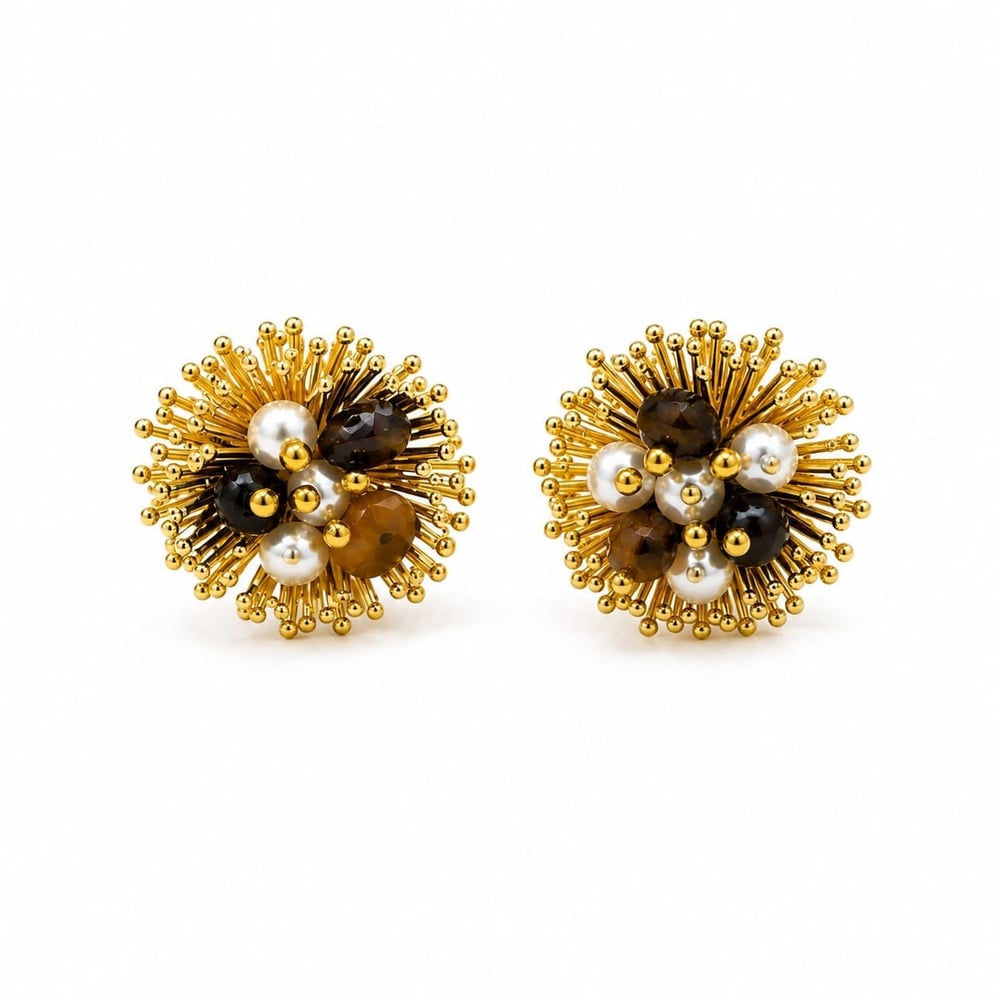 Doğal taş 14 k gold   vip küpe