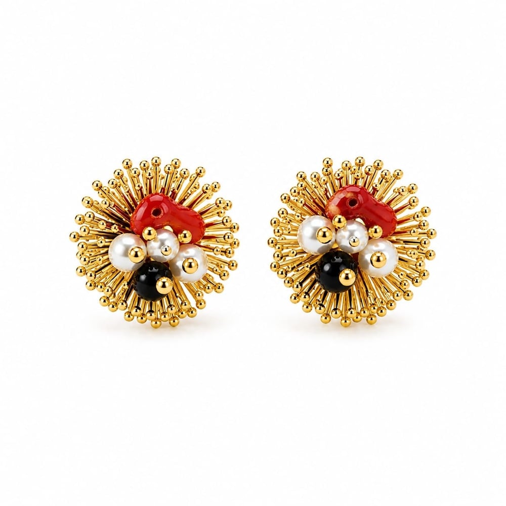 Doğal taş 14 k gold   vip küpe