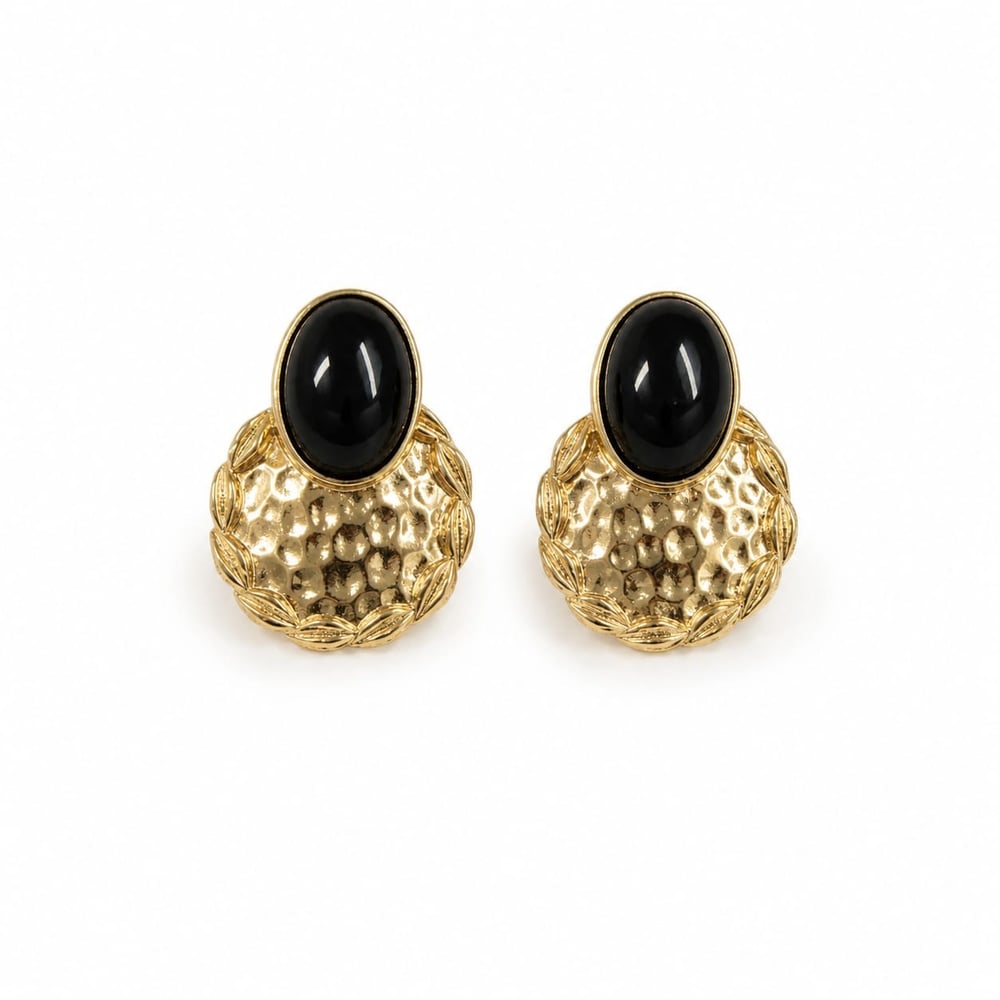 Siyah taşlı 14k gold  vip küpe
