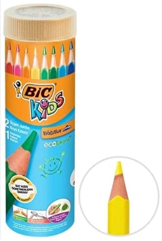 BİC EVOLUTION ÜÇGEN JUMBO BOYA KALEMİ 12+1'Lİ METAL TÜP