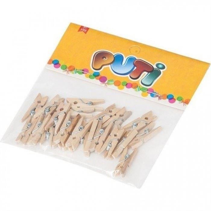 PUTİ AHŞAP KÜÇÜK MANDAL NATUREL 24 LÜ