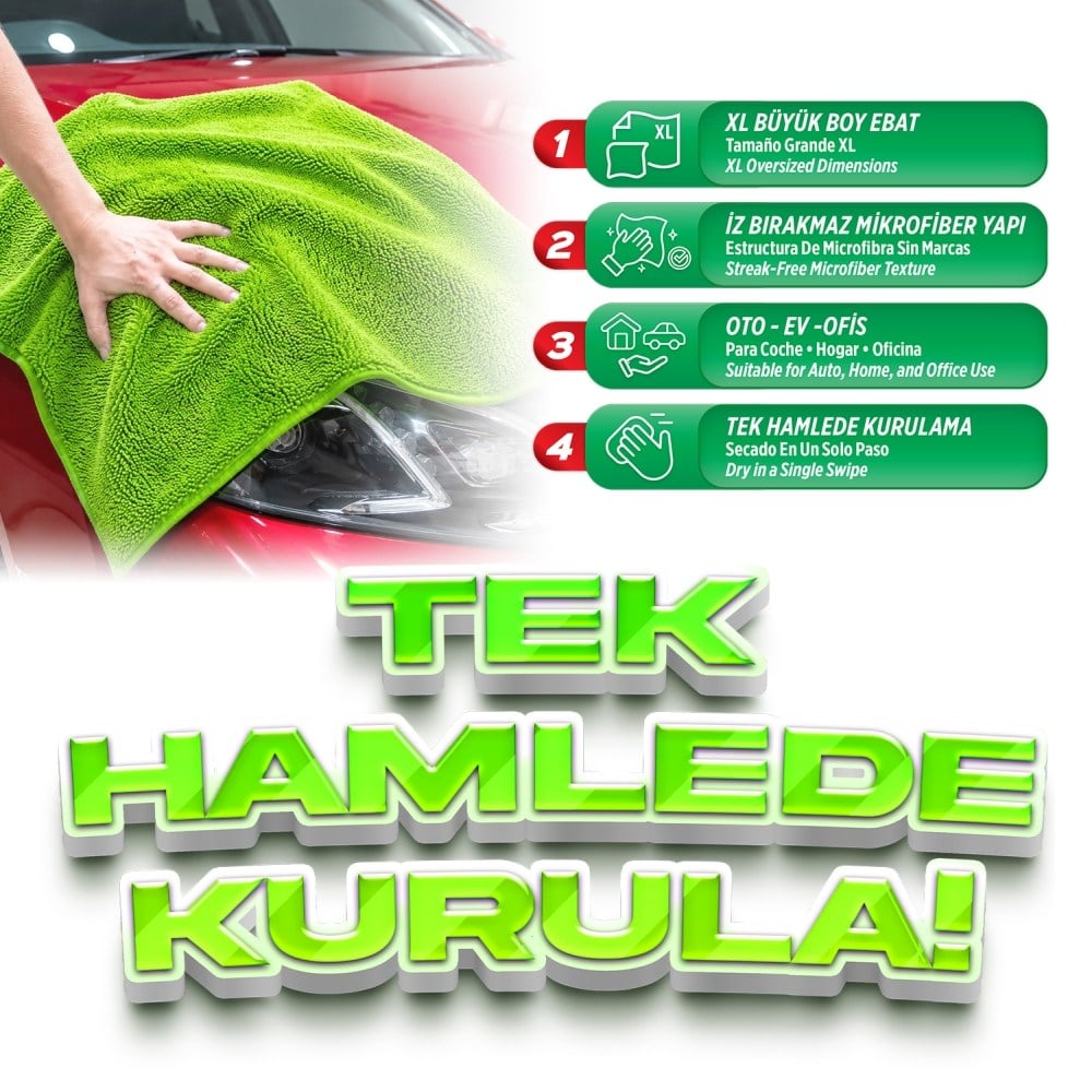 Automix Kurulama Havlusu XL Süper Emici Mikrofiber 75x45 cm 45007