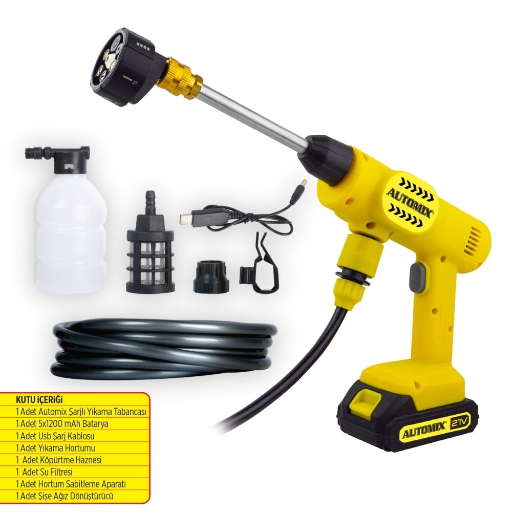 Automix Oto Yıkama Tabancası Şarjlı 6 Fonksiyonlu 44985