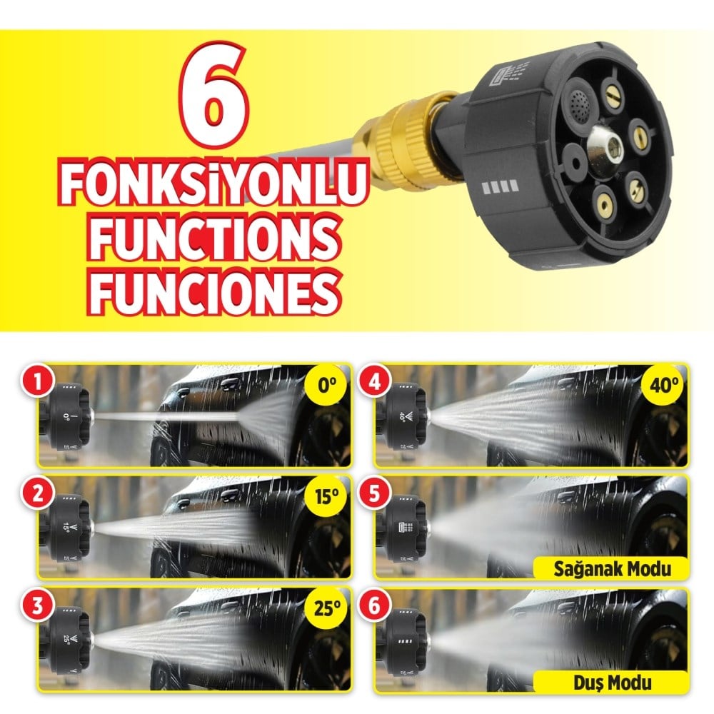Automix Oto Yıkama Tabancası Şarjlı 6 Fonksiyonlu 44985