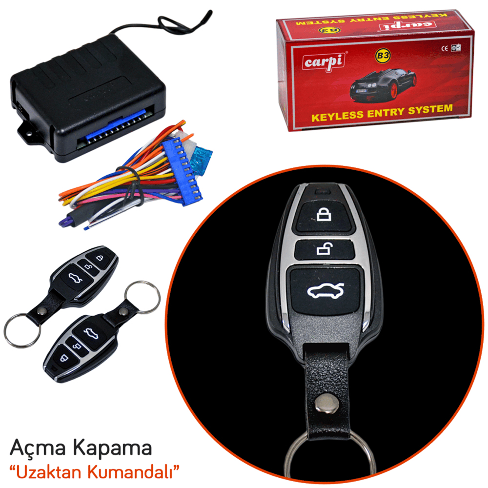 Carpi Açma Kapama 12V Kemerli Siyah-Oval Kumandalı 3 Tuşlu Sinyal Çıkışlı BR4602608
