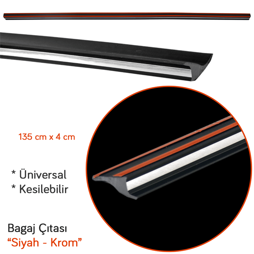 Carpi Bagaj Çıtası Üniversal Siyah-Krom 135 cm x 4 cm BR2790105