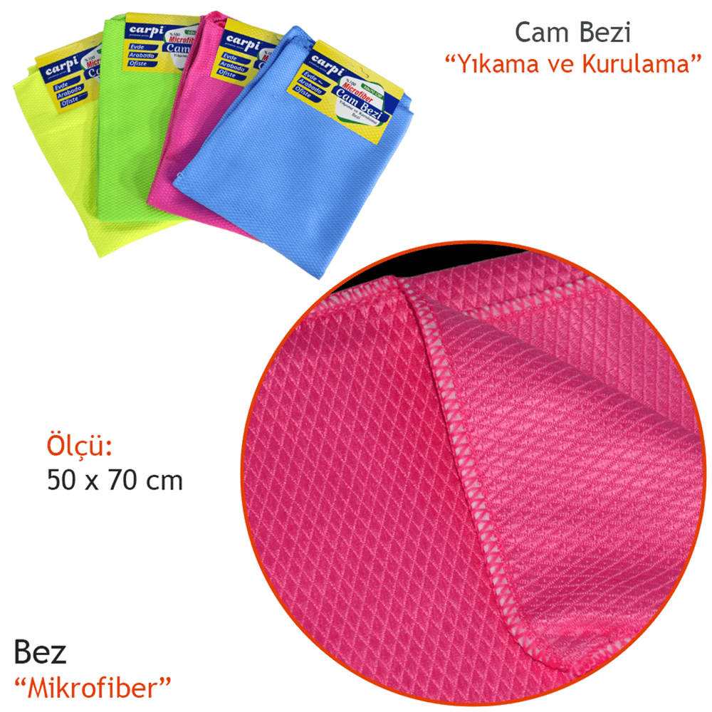 Carpi Mikrofiber Cam Bezi Baklava Desen 50x70 cm Renkli BR2420126