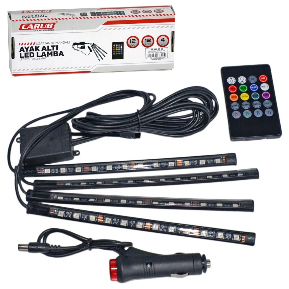 Carub 12V Led Lamba Ayak Altı Kumandalı 12 Ledli 4 lü BR4283706