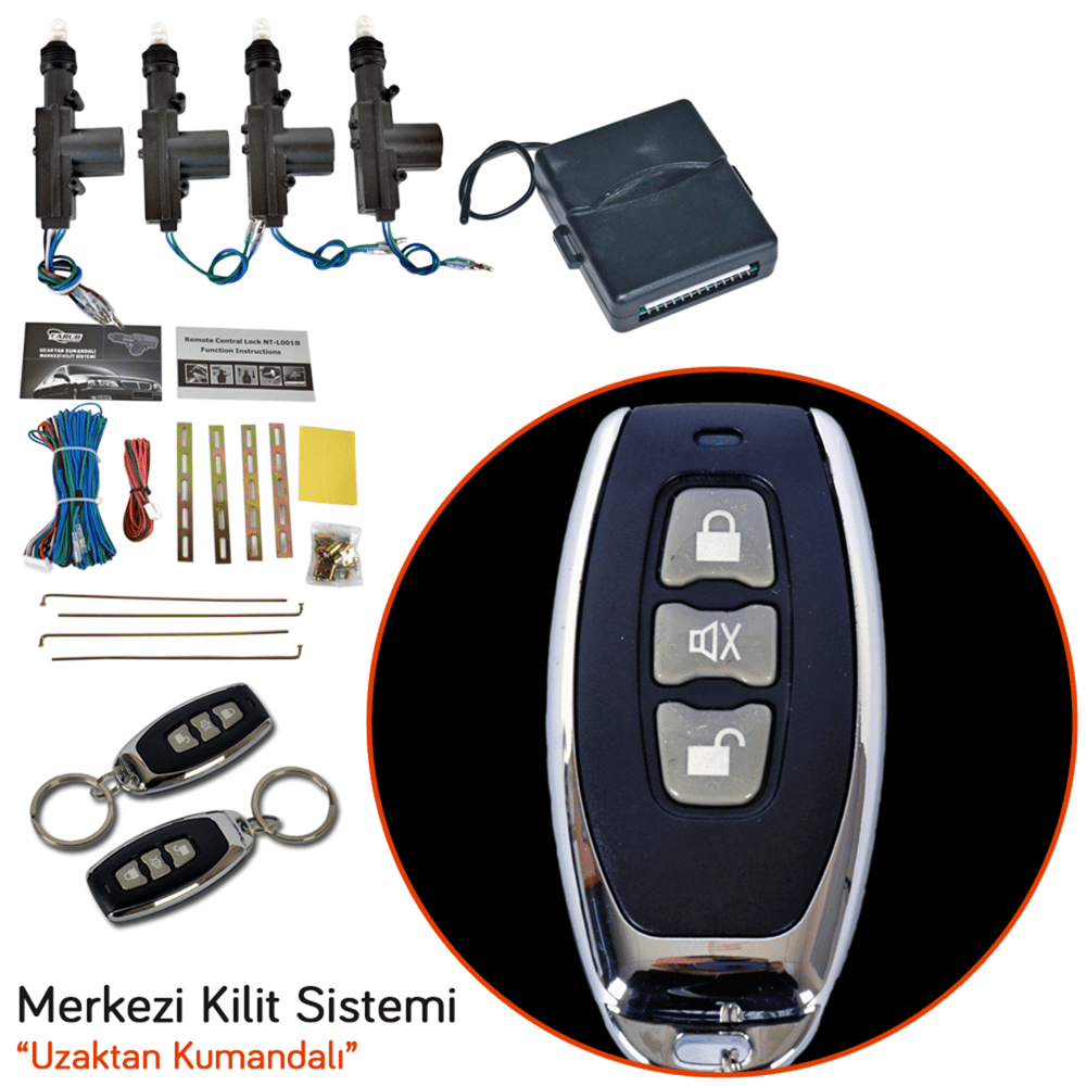 Carub 12V Merkezi Kilit Siyah Krom Kumandalı BR4600466