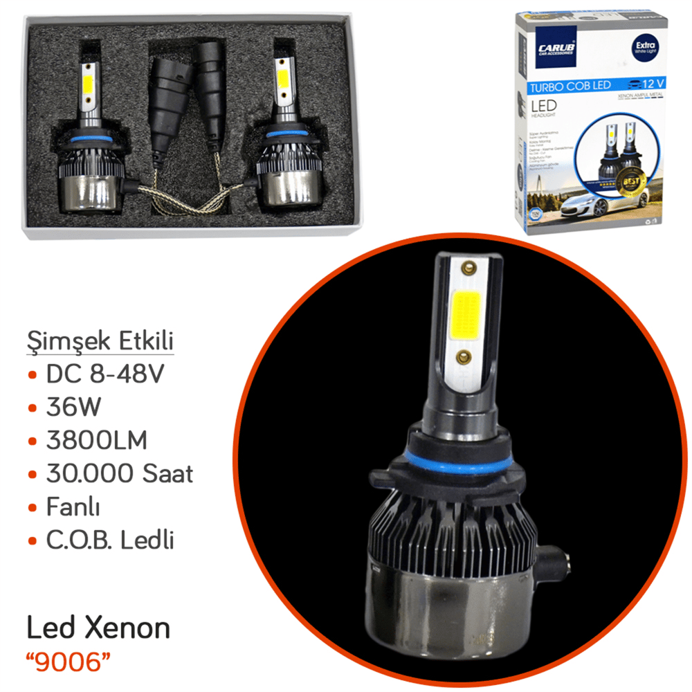 Carub 9006 Led Xenon 12V Turbo C.O.B 8-48V 36W 3800LM BR0411407