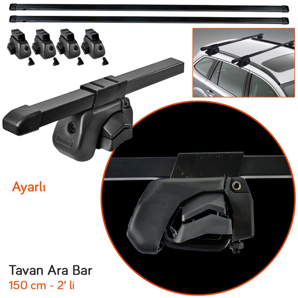 Carub Ara Atkı Ayarlı Siyah 150 cm 2 li BR0761022
