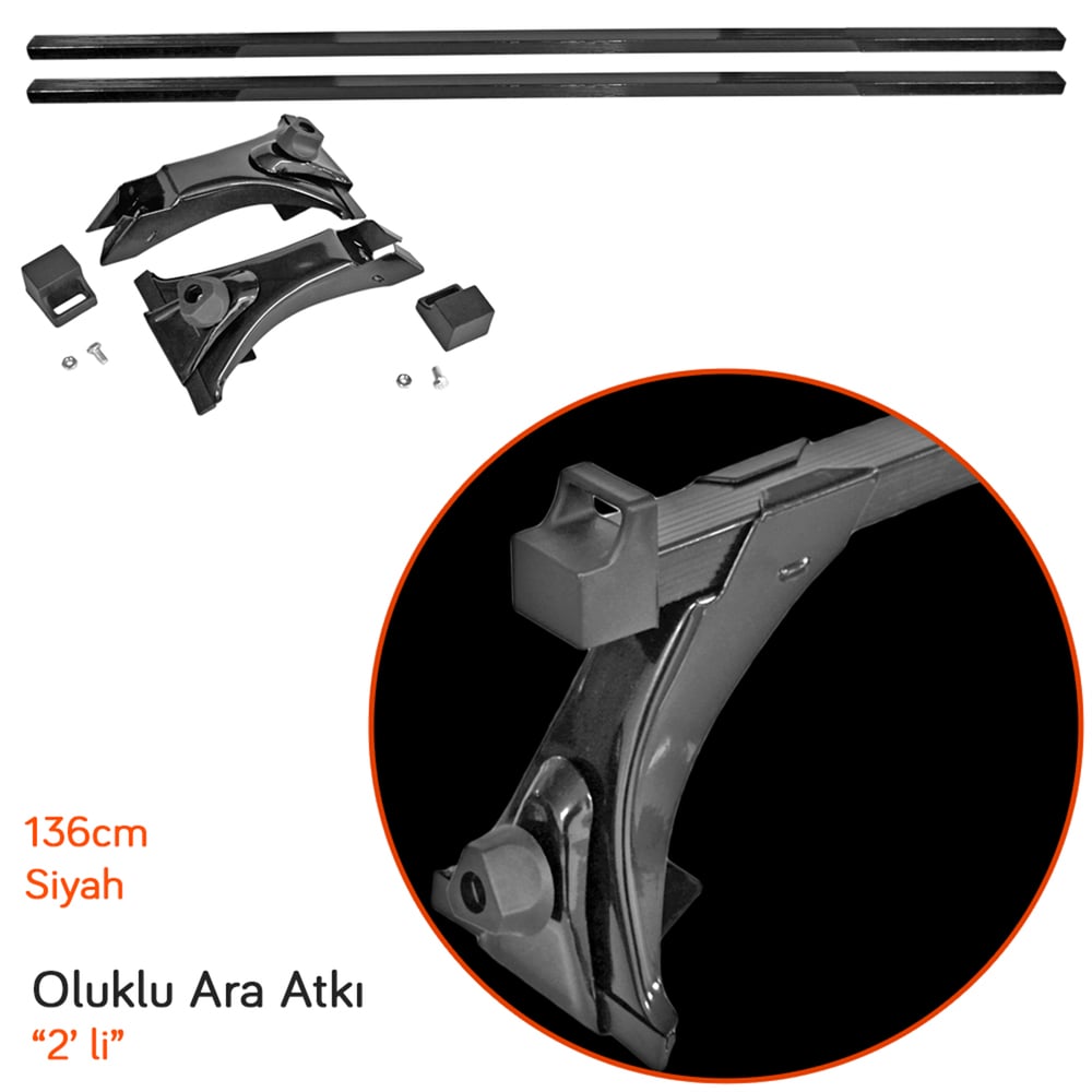 Carub Ara Atkı Oluklu Siyah 136x3x2cm 2 li BR0761036