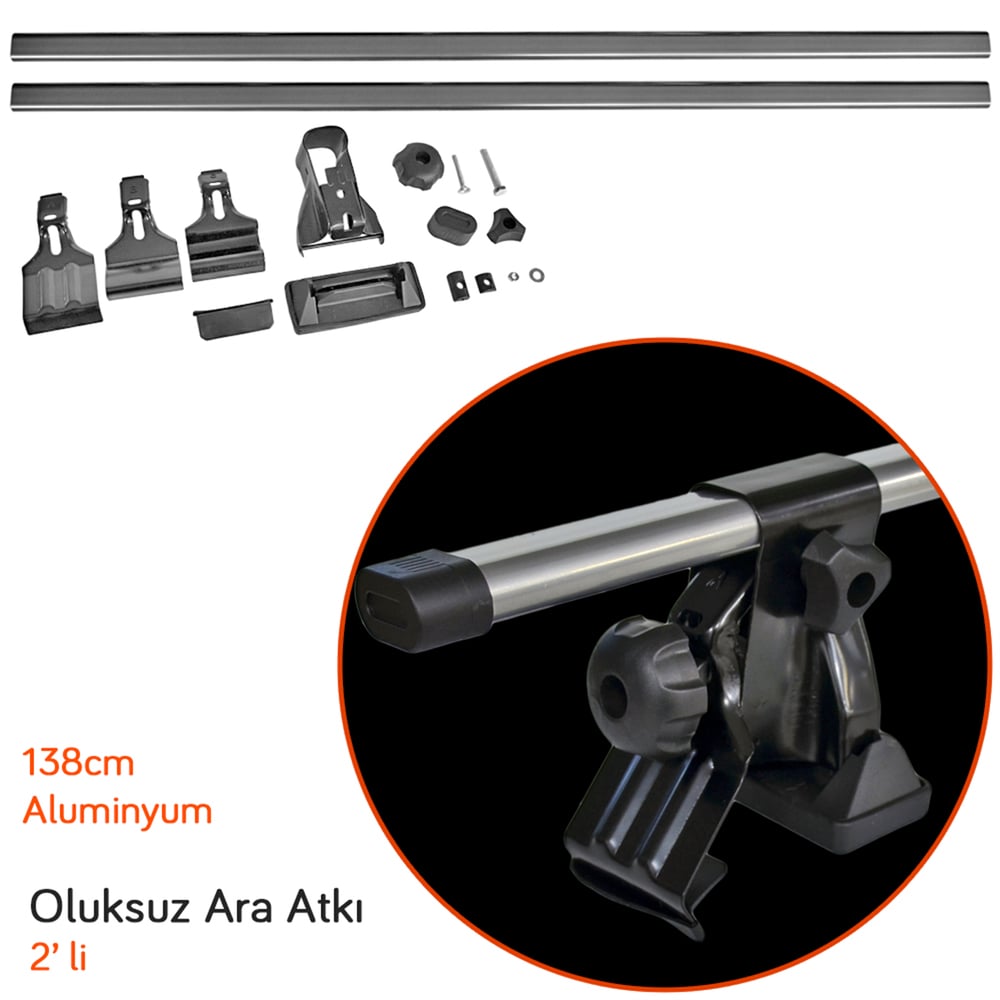 Carub Ara Atkı Oluksuz Lüx Metal Aluminyum 138x4x2cm 2 li (3 Aparatlı) BR0761042
