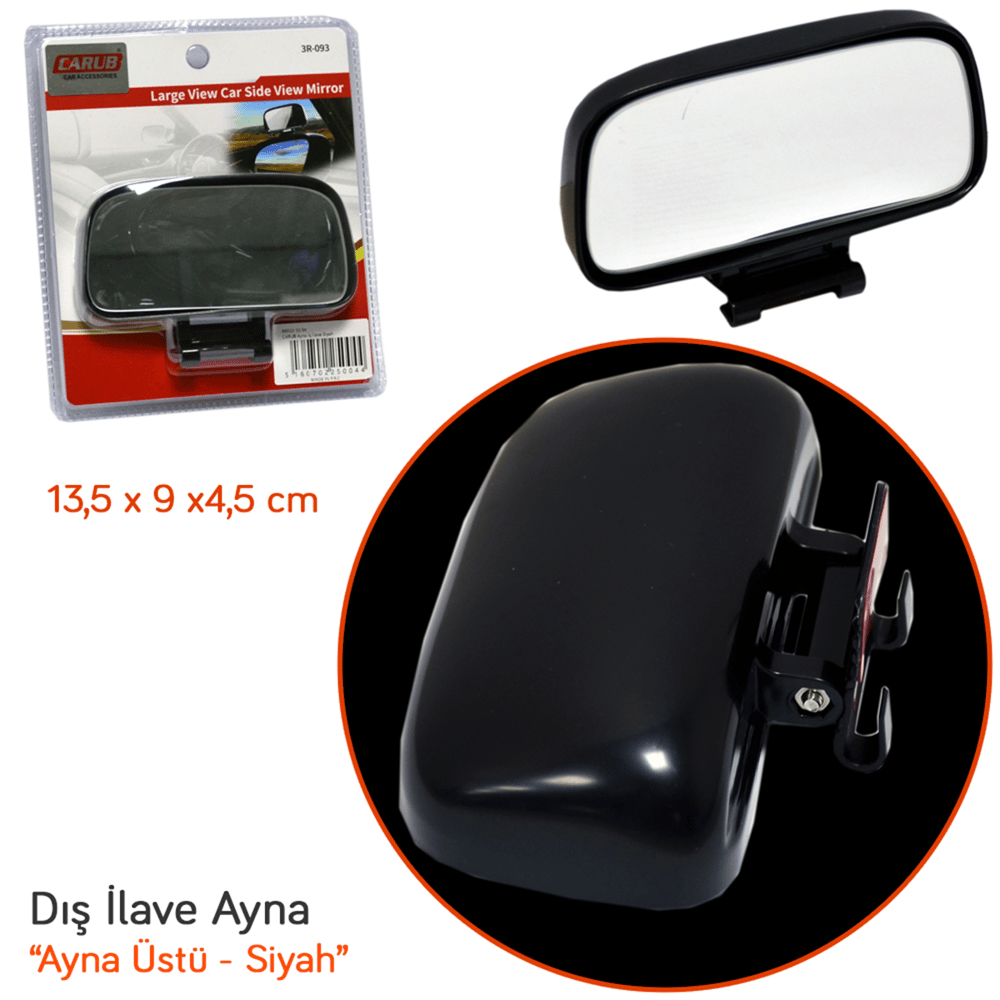 Carub Ayna Üstü Dış İlave Ayna (Sürücü) Siyah 13x7x4 cm BR0225004