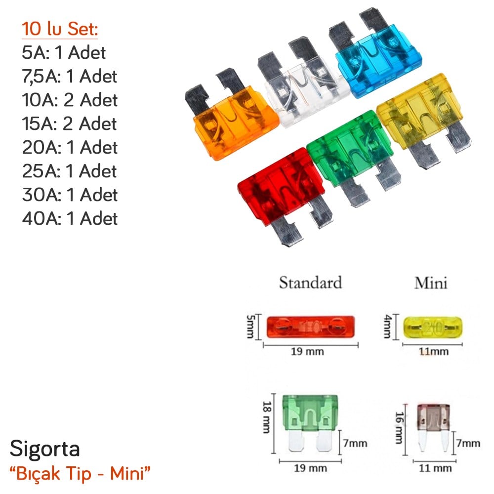 Carub Bıçak Sigorta Mini 10 lu Set BR4611704