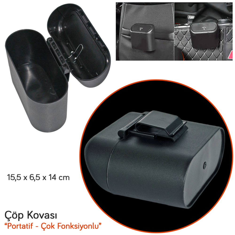 Carub Çöp Kovası Taşınabilir Portatif Çok Fonksiyonlu 15,5x6,5x14 cm BR2944631