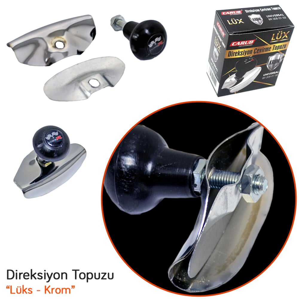 Carub Direksiyon Çevirme Topuzu Armalı Lüks Krom BR2050102
