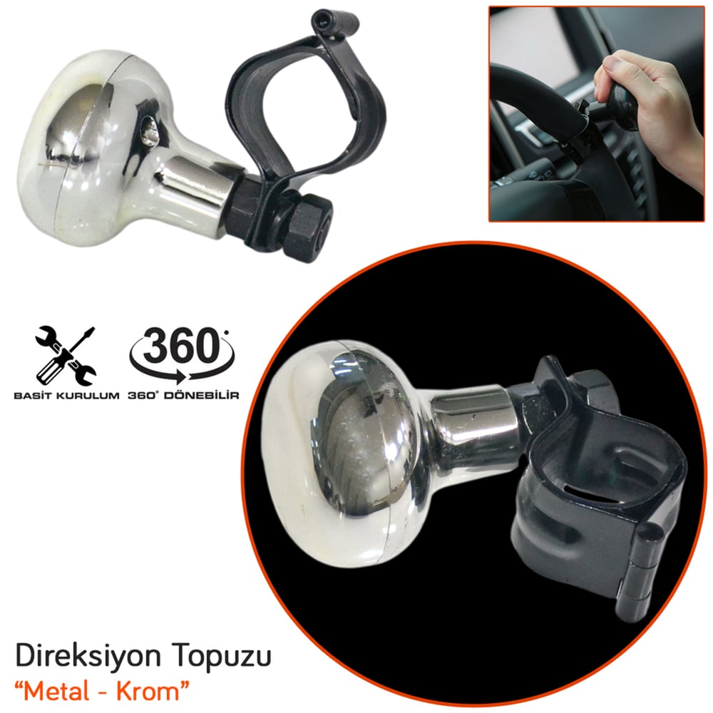 Carub Direksiyon Çevirme Topuzu Metal Lüks Krom BR2052215