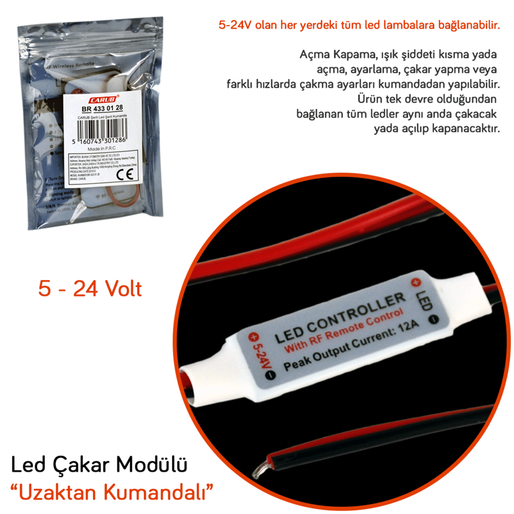 Carub Fren-Stop Led Çakar Modülü Uzaktan Kumandalı BR4330128