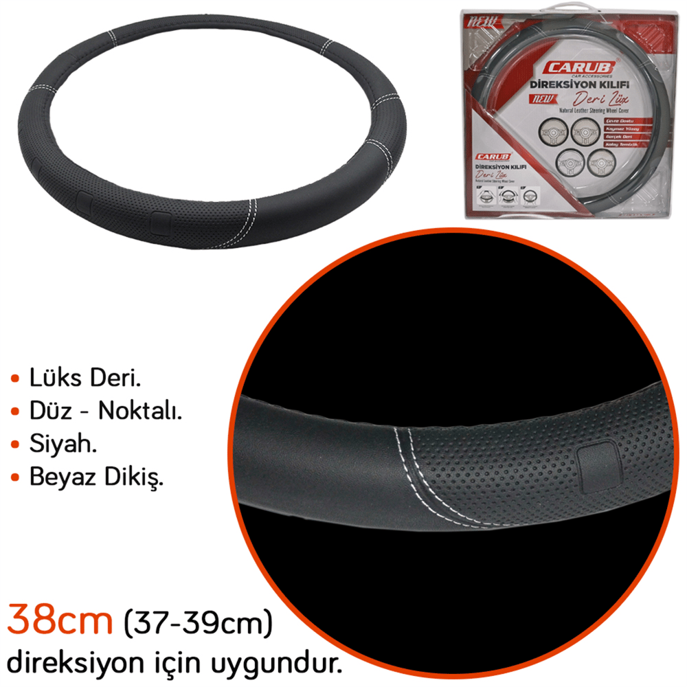 Carub Geçmeli Direksiyon Kılıfı Deri Lüx Çantalı 38 cm Siyah BR1831020