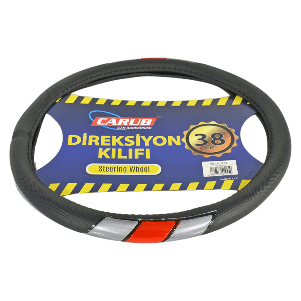 Carub Geçmeli Direksiyon Kılıfı Fosforlu Siyah (Sedef-Kırmızı) 38 cm BR1841945