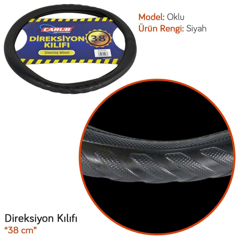 Carub Geçmeli Direksiyon Kılıfı Siyah 38 cm BR1841968