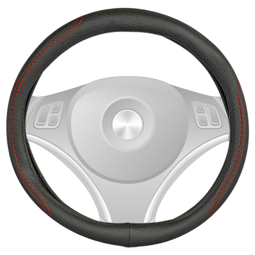 Carub Geçmeli Direksiyon Kılıfı Siyah (Kırmızı Dikişli) 38 cm BR1841930