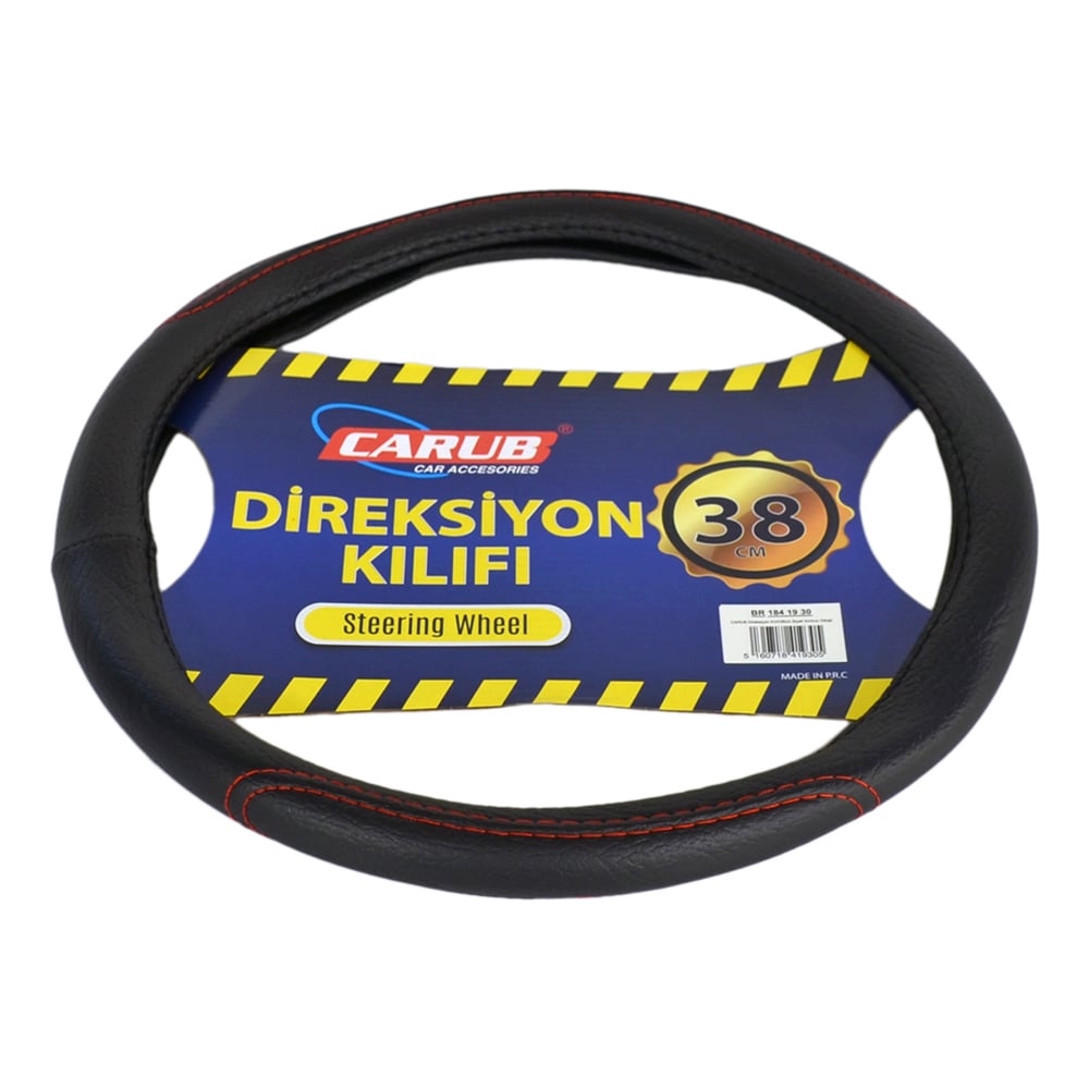Carub Geçmeli Direksiyon Kılıfı Siyah (Kırmızı Dikişli) 38 cm BR1841930