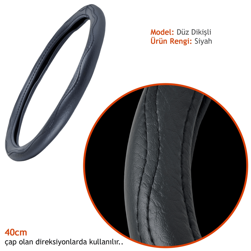 Carub Geçmeli Direksiyon Kılıfı Siyah 40 cm BR1841424