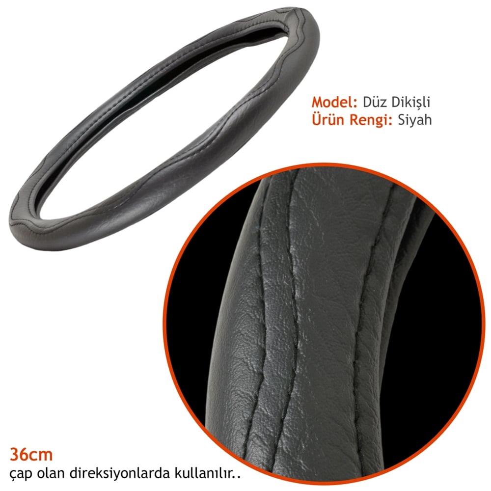 Carub Geçmeli Direksiyon Kılıfı Siyah 36 cm BR1841330