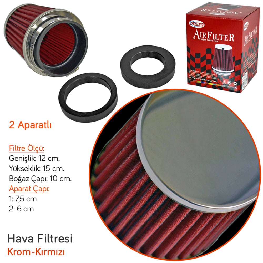 Carub Hava Filtresi Kırmızı 15cmx15cm (Giriş 2 Aparatlı) BR4686101