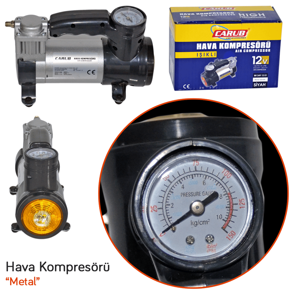 Carub Hava Kompresörü 12V Metal Led Işıklı BR2491201