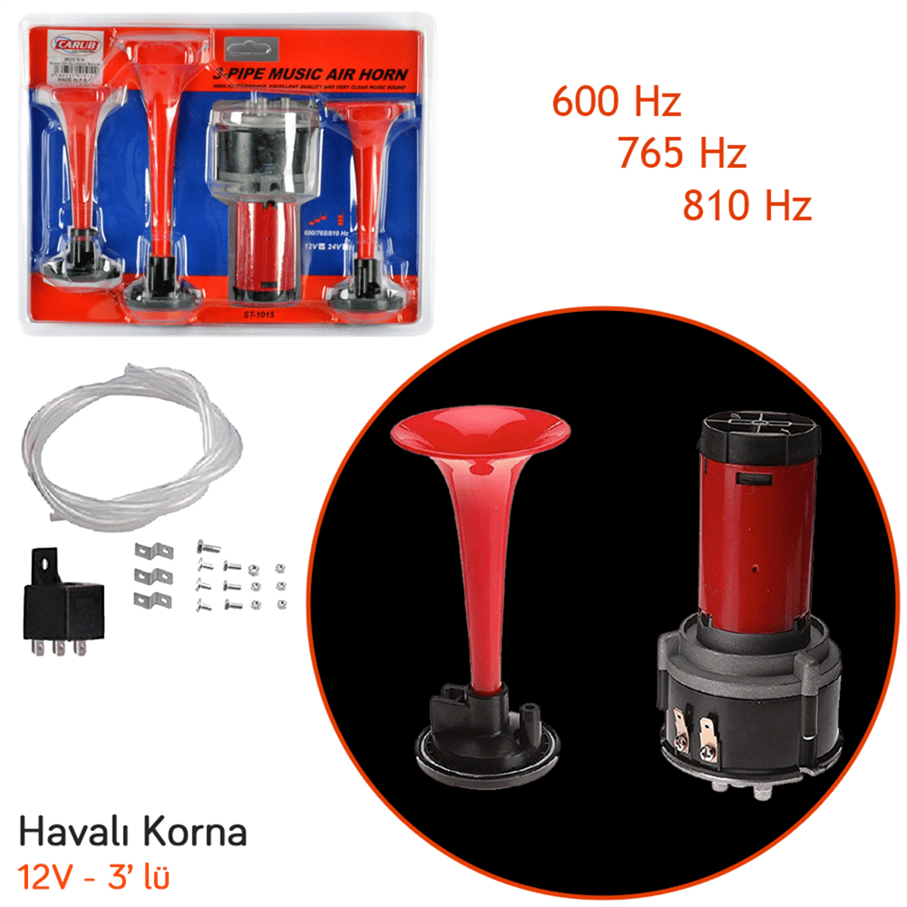 Carub Havalı Korna 12V 3 lü Motorlu BR2751514