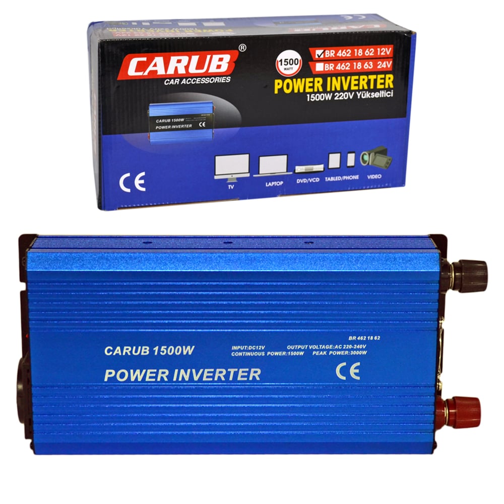 Carub İnverter 12V dan 220V a Yükseltici 1500W USB (5V-1A) Çıkışlı BR4621862