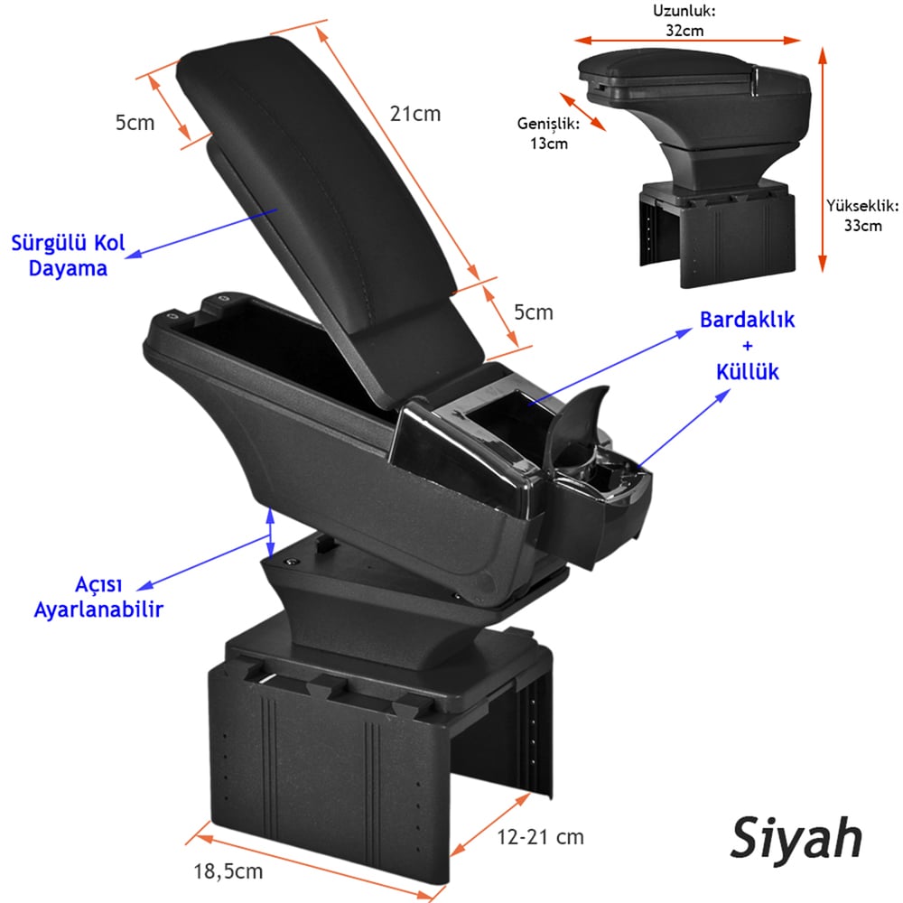 Carub Kolçak Kromlu Bardaklıklı Siyah BR4705707