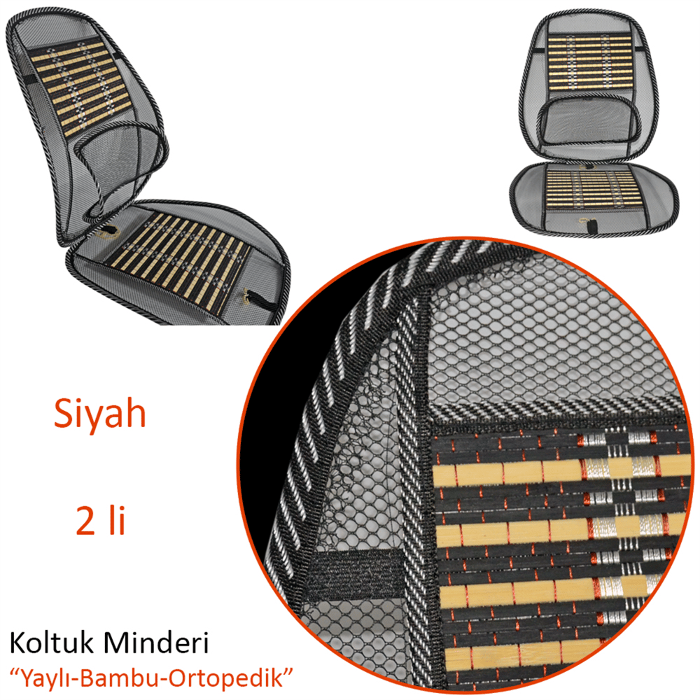 Carub Koltuk Minderi Yaylı Ortopedik Bambu Siyah 2 li BR4801905