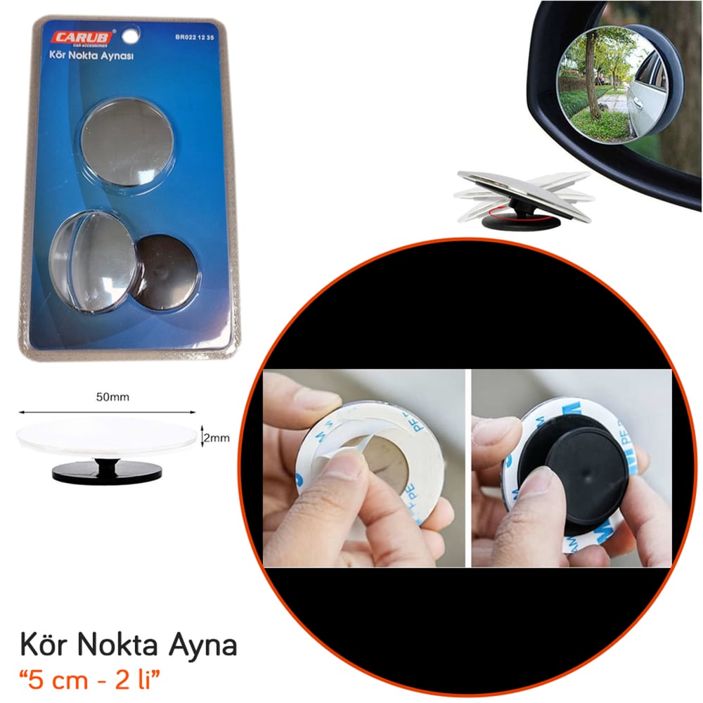Carub Kör Nokta Ayna Yuvarlak Oynar 50 mm 2 li BR0221235