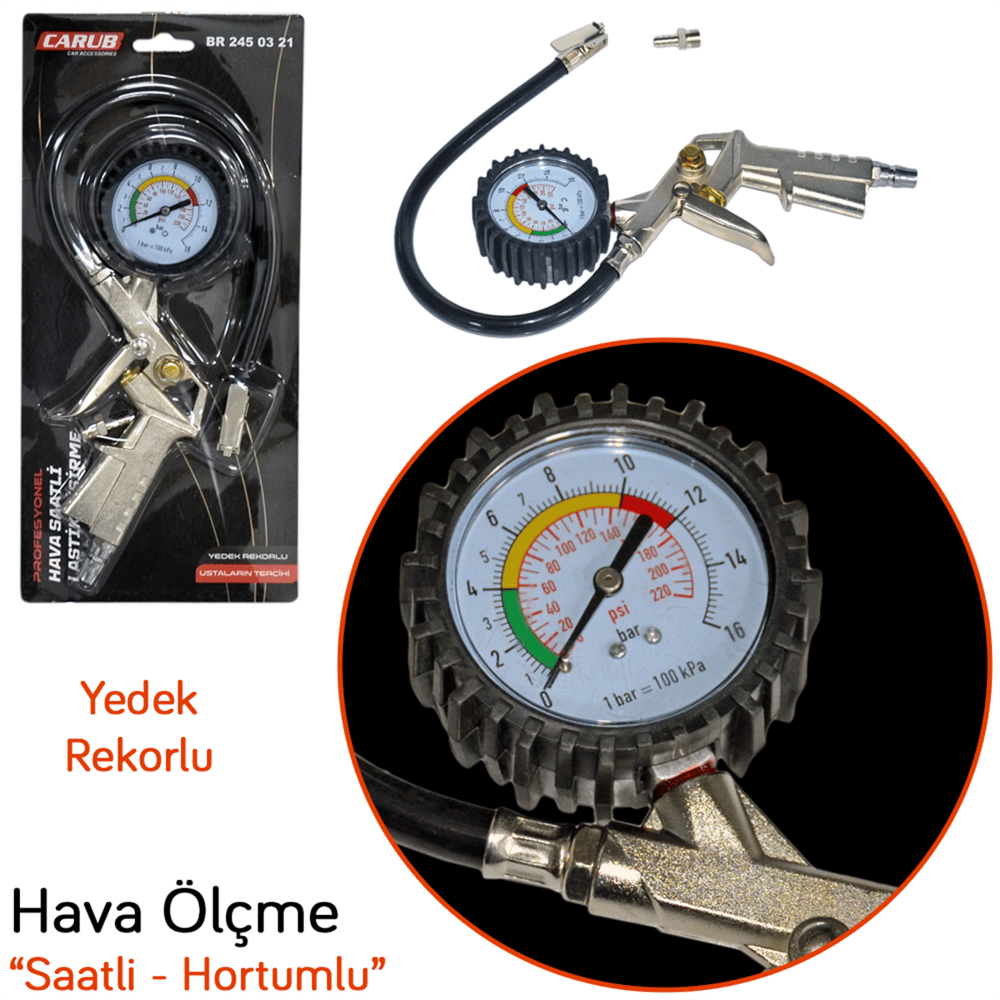 Carub Lastik Hava Ölçme Saatli Hortumlu (2 Rekorlu) BR2450321