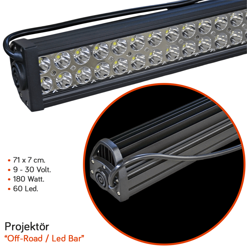 Carub Off-Road Projektör 9-30V 180W 71x7 cm 60 Led BR4203272