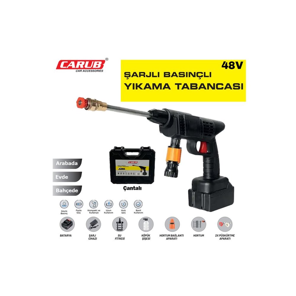 Carub Oto Yıkama Tabancası Şarjlı Basınçlı BR0922536