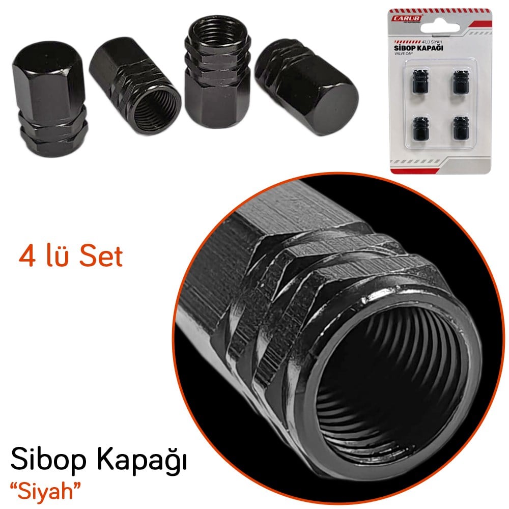 Carub Sibop Kapağı Siyah Krom 4 lü BR5531119