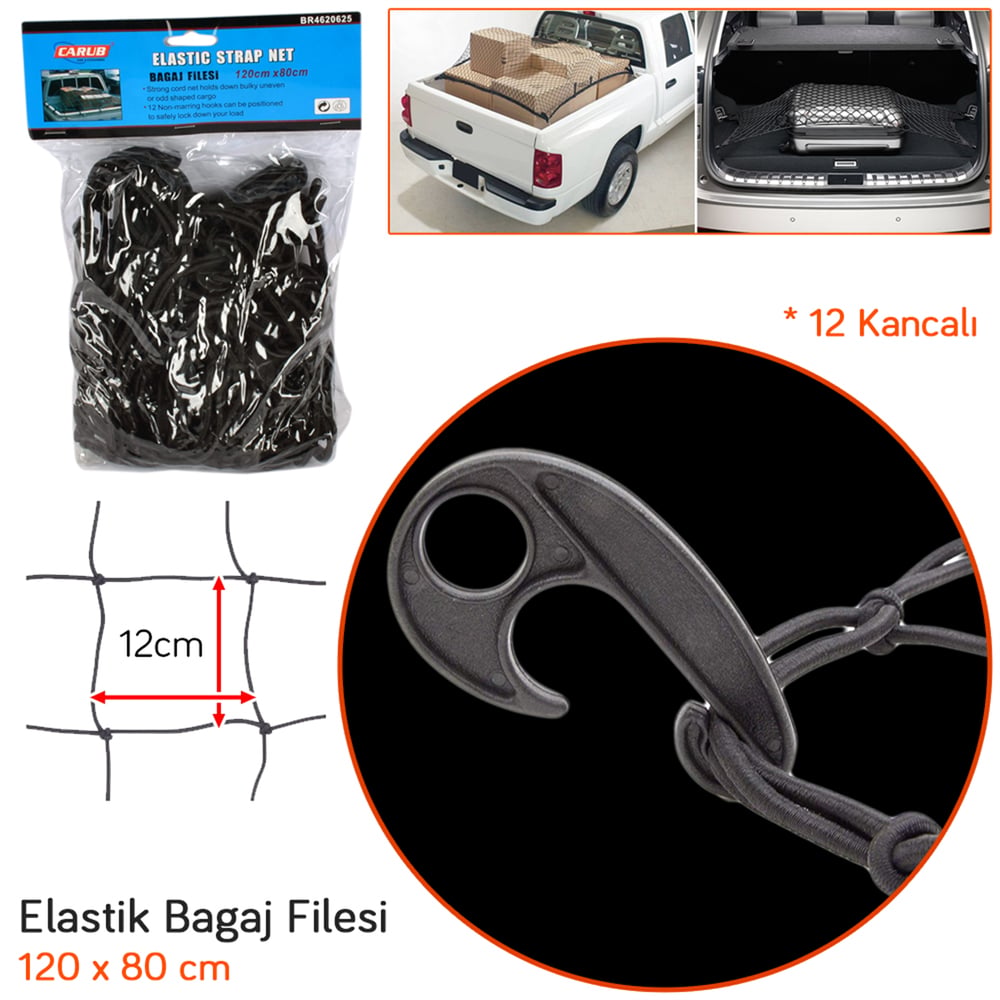 Carub SunMild Bagaj Filesi Elastik 120x80 cm Siyah BR4620625