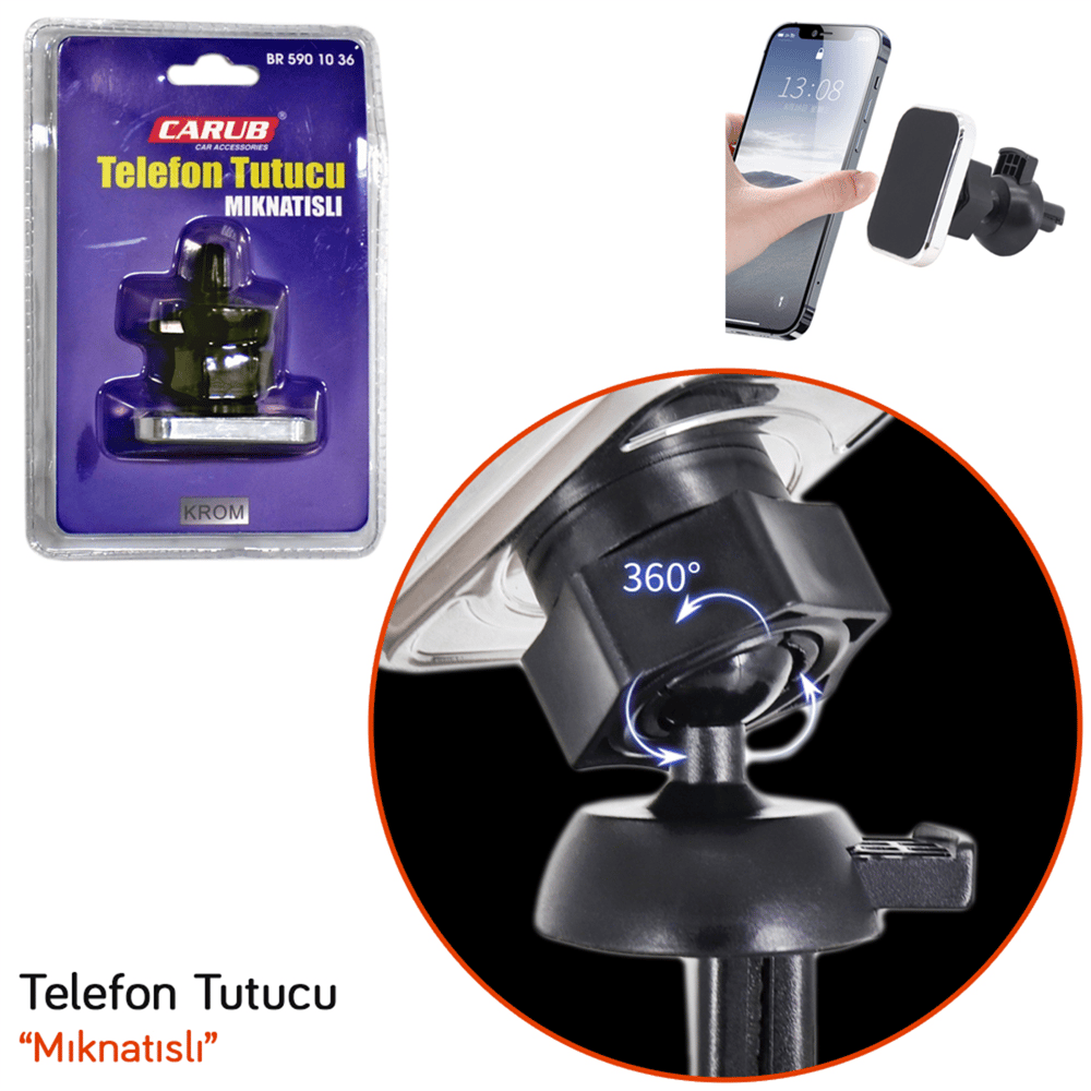Carub Telefon Tutucu Mıknatıslı Lüx Havalandırma Krom BR5901036