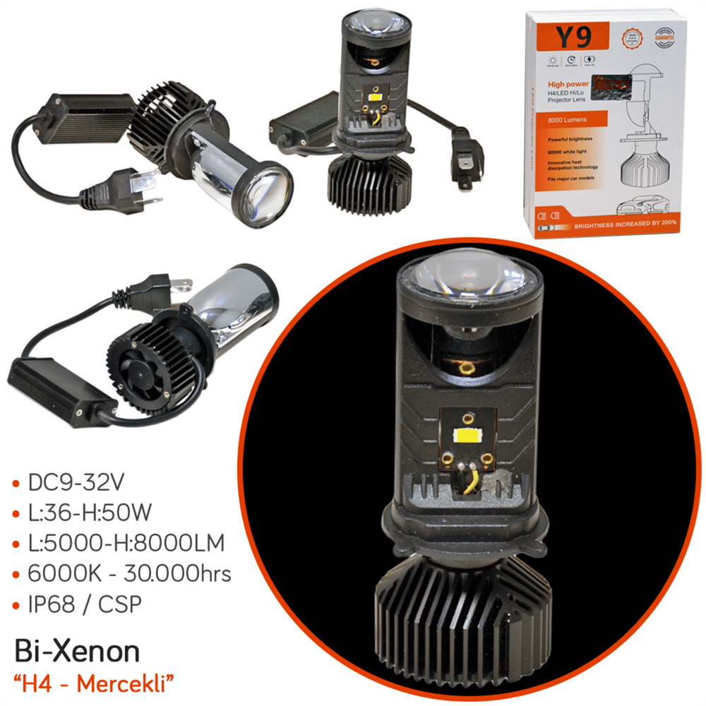 Carub Y9 H4 Bi-Xenon Mercekli Ampul Süper Beyaz 36-50W/5000-8000LM/6000K BR0410318