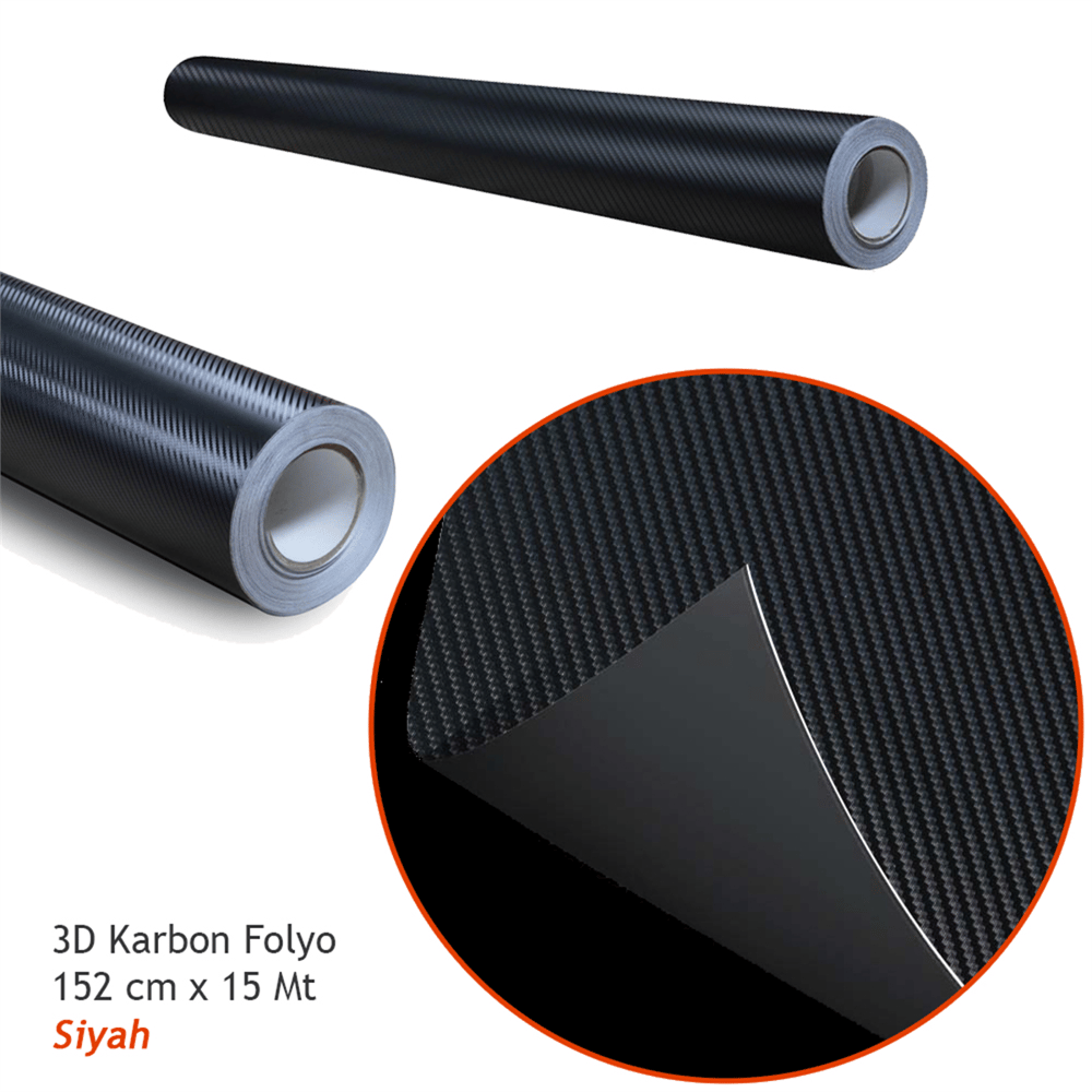 Guard 3D Karbon Kaplama Folyo 152 cm x 15 mt Siyah Hava Kanallı (170 micron)