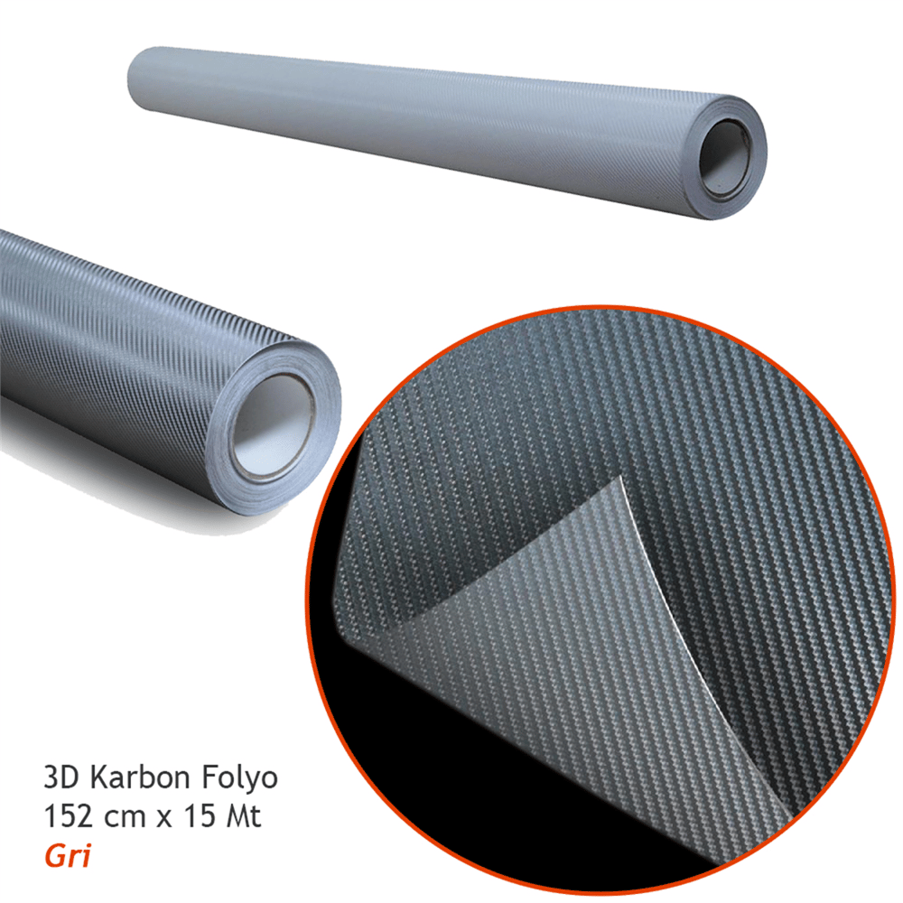 Guard 3D Karbon Kaplama Folyo 152 cm x 15 mt Koyu Gri Hava Kanallı (170 micron)