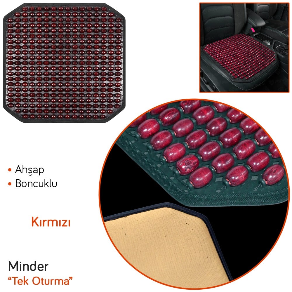 Guard Oturma Minderi Ahşap Boncuklu Kırmızı 733.R