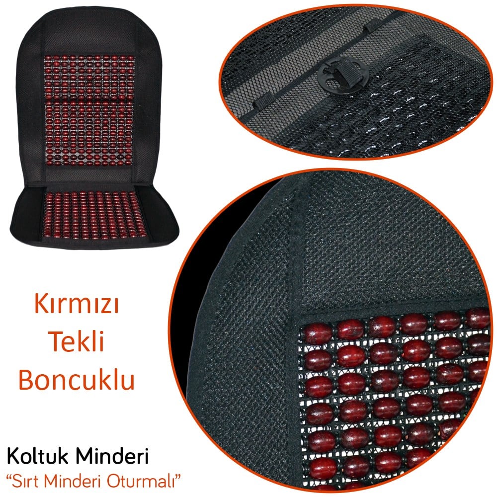Guard Scarlet Sırt Minderi Oturmalı Ahşap Boncuklu Kırmızı 858.KR