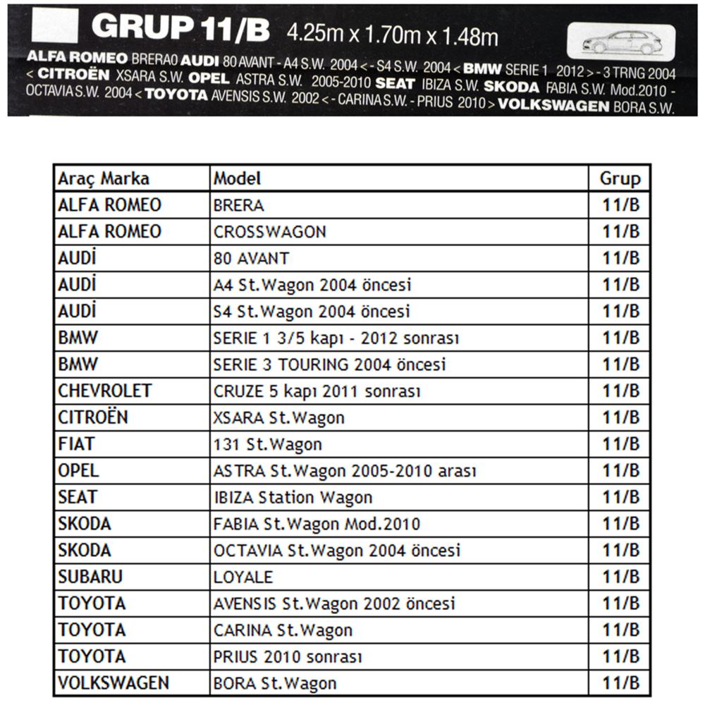 Guard Standart Grup 11/B Oto Branda M